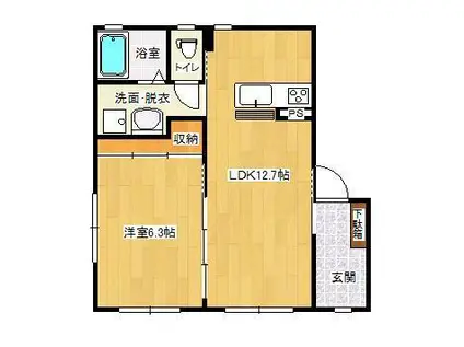 ルピナス(1LDK/1階)の間取り写真