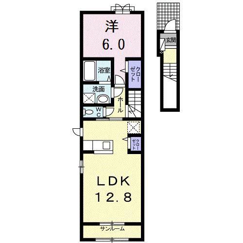パティオ(1LDK/2階)の間取り写真