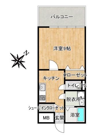 グランドブルー藤原(1K/3階)の間取り写真