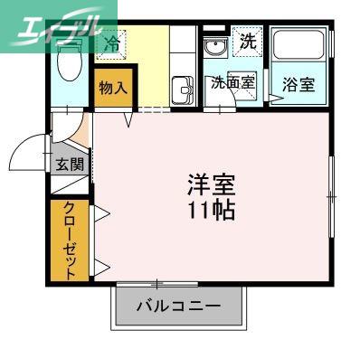 フェイバリットフラットD(ワンルーム/1階)の間取り写真
