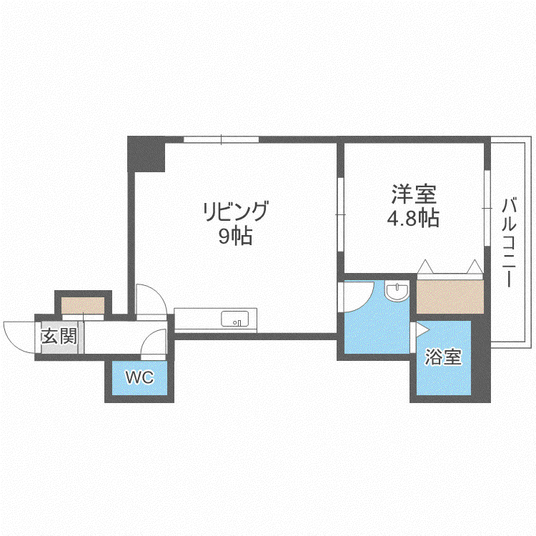 AZZURRI GARDEN 山鼻(1LDK/3階)の間取り写真