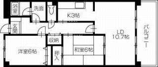 コムフォートブル松の内(2LDK/4階)の間取り写真
