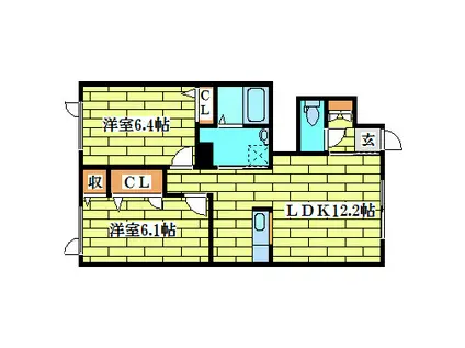 シャーメゾンアカシア(2LDK/1階)の間取り写真