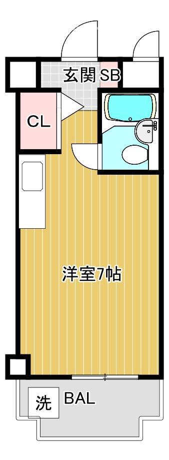シャトー辰巳(ワンルーム/5階)の間取り写真