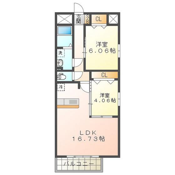 S-FORT四日市 ARCAM(2LDK/11階)の間取り写真