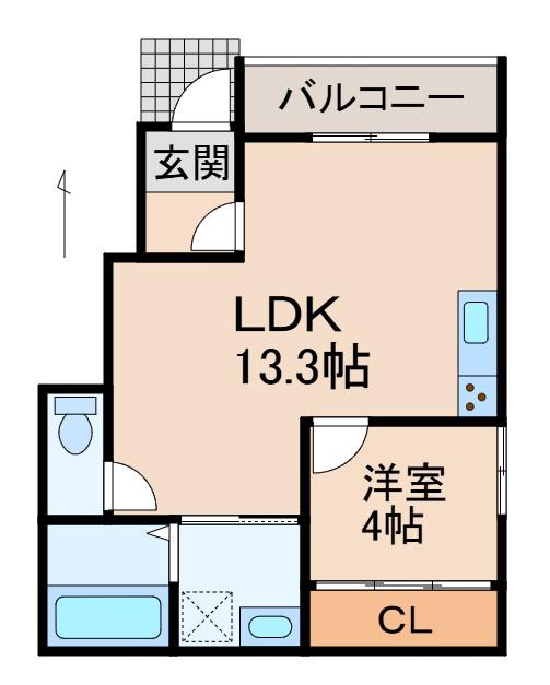 SOLIS北新(1LDK/1階)の間取り写真