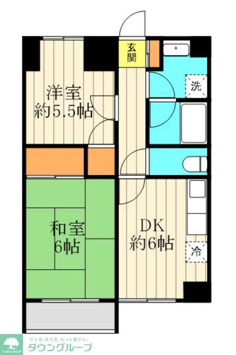 レジデンスキリン(2DK/6階)の間取り写真