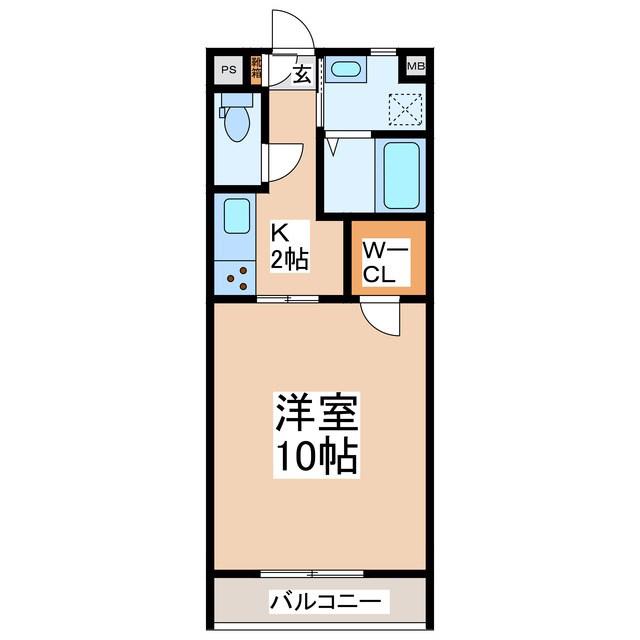 CASA上堀(1K/2階)の間取り写真