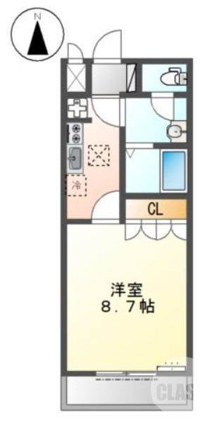 グレイシャス(1K/1階)の間取り写真