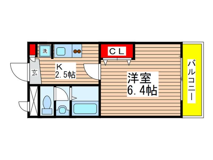 アンプルール フェール K.YU(1K/3階)の間取り写真