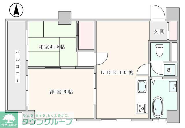 駒込台ハイツT棟(2LDK/4階)の間取り写真