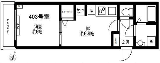 FOSSTTE西巣鴨(1DK/4階)の間取り写真