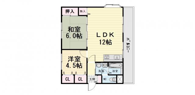 ステートリー羽衣(2LDK/3階)の間取り写真
