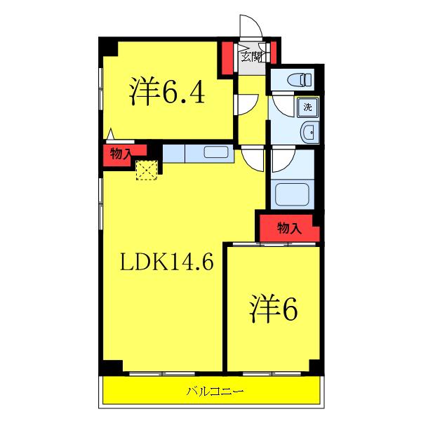シティハウス・ノヴァ(2LDK/7階)の間取り写真