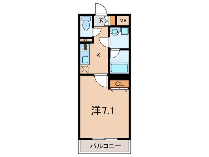 フェリーチェ住吉(1K/2階)の間取り写真
