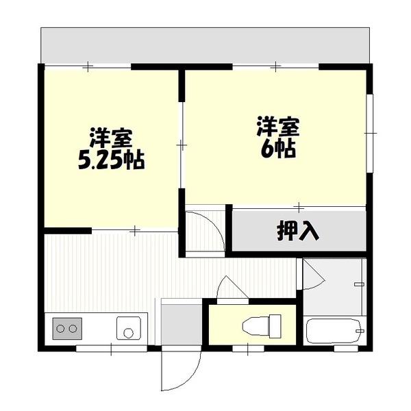 シティハイムMAYUMI(2K/1階)の間取り写真