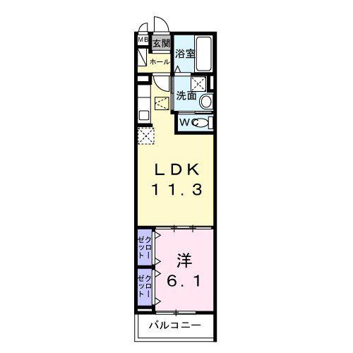 東正雀アパート(1LDK/2階)の間取り写真