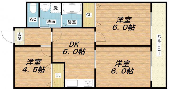 REXIA SHIN UMEDA(3DK/4階)の間取り写真