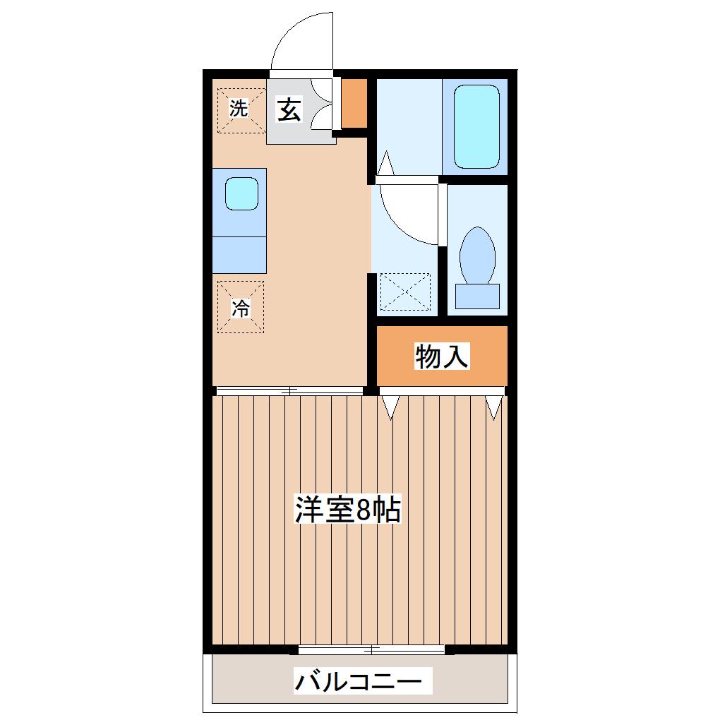 山田ハイツC棟(1K/1階)の間取り写真