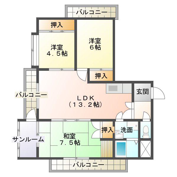 サクセス加賀(3LDK/5階)の間取り写真