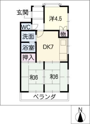 鉄村マンション 北棟(3DK/3階)の間取り写真