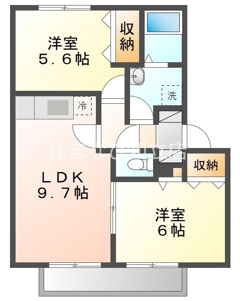カーサMASAKI(2LDK/1階)の間取り写真