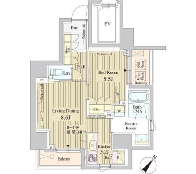 セレサ日本橋堀留町(1LDK/8階)の間取り写真