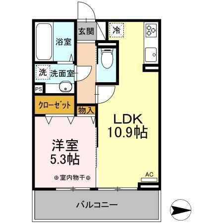D-ROOM紅雲町C(1LDK/3階)の間取り写真