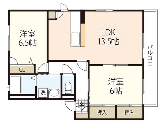グリーンフィールドC棟(2LDK/2階)の間取り写真