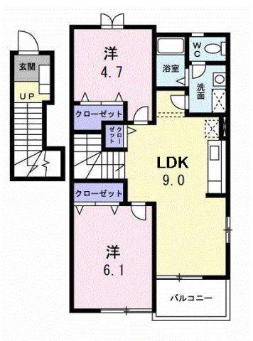 コスモハイツ(2LDK/2階)の間取り写真