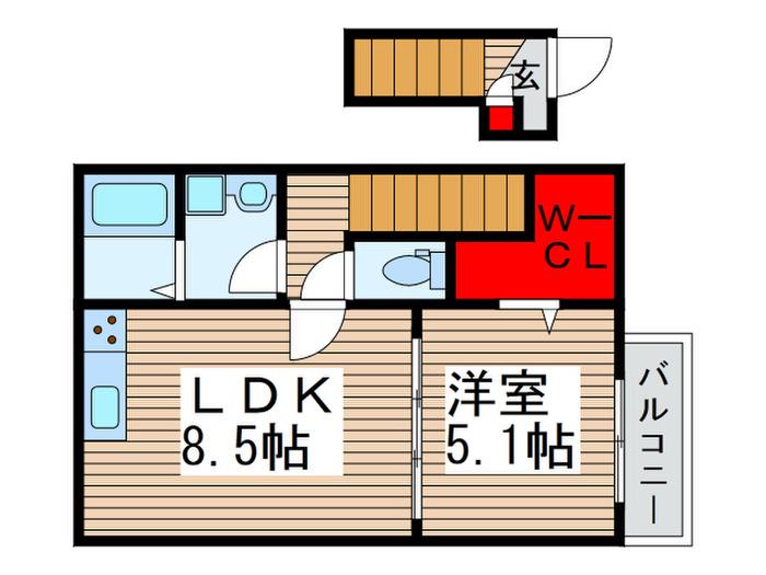 アンクルール南柏(1LDK/2階)の間取り写真