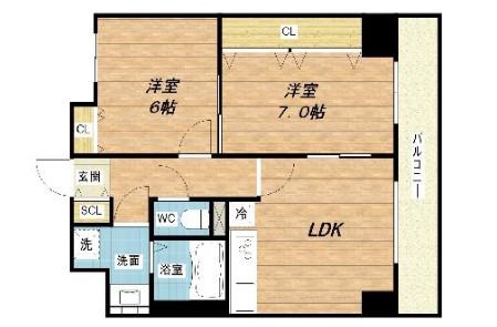 グランデュール林寺(2LDK/6階)の間取り写真