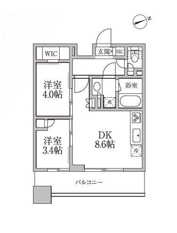 レジディア新御徒町II(2DK/12階)の間取り写真