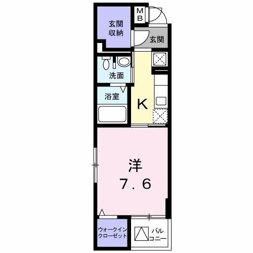 京王相模原線 京王堀之内駅 徒歩6分 4階建 築14年(1K/2階)の間取り写真