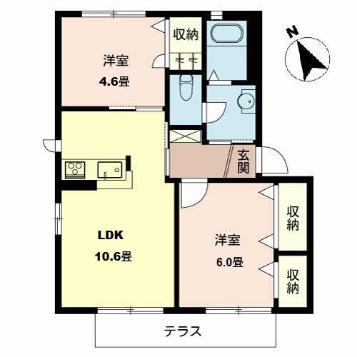 ボンヌシャンス(2LDK/1階)の間取り写真