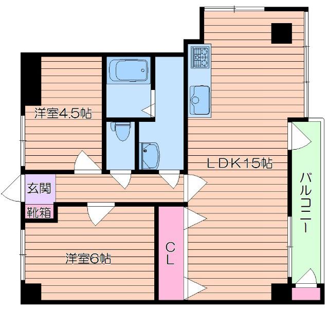 千里ニチゴマンション(2LDK/2階)の間取り写真