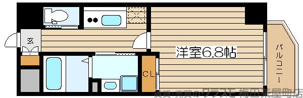 ジュネーゼグラン本町イースト(1K/2階)の間取り写真