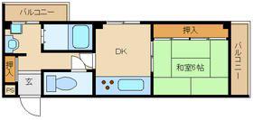 S.FIELD東難波(1DK/2階)の間取り写真
