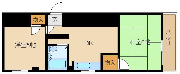 ナルディス尼崎(2DK/2階)の間取り写真
