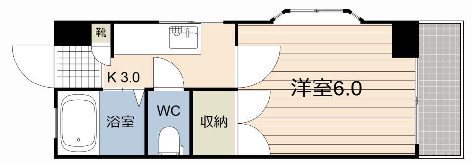コニファー堀江(1K/3階)の間取り写真