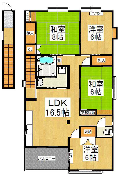 コーポあたご(4LDK/2階)の間取り写真