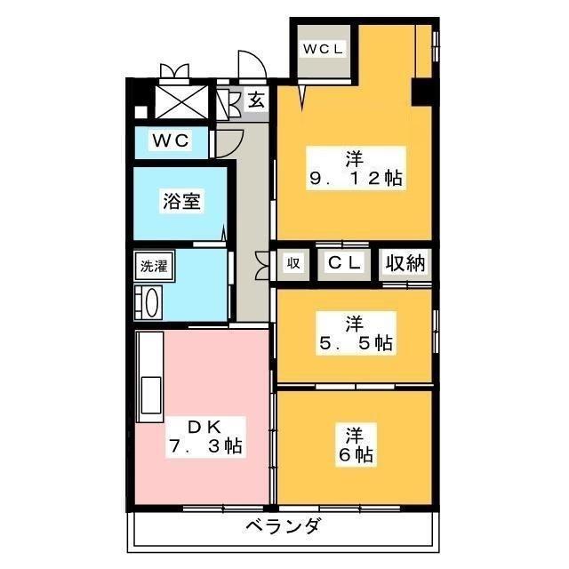 GRAND CHA`TEAU III(3DK/1階)の間取り写真