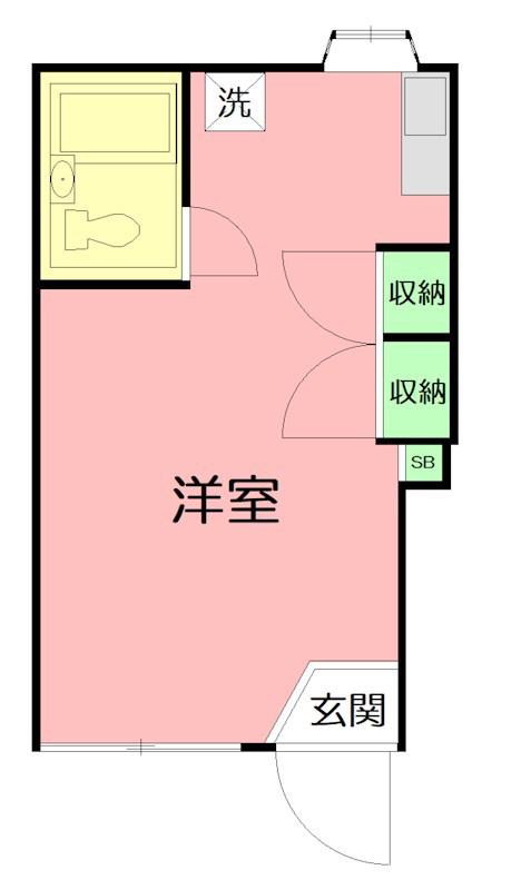 LコートK(ワンルーム/1階)の間取り写真