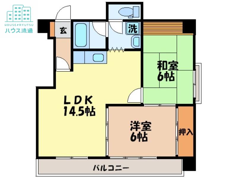 プライム白石(2LDK/4階)の間取り写真