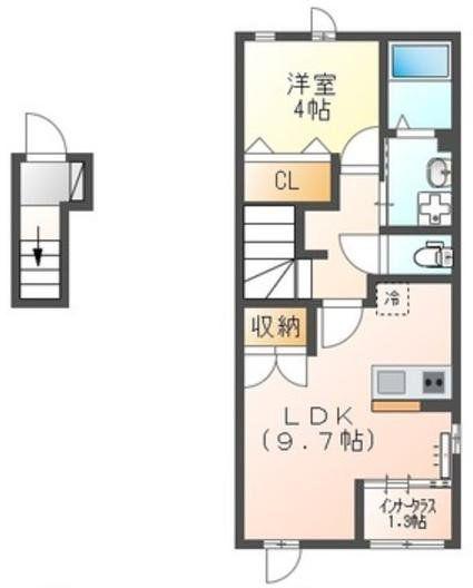 ホライズン(1LDK/2階)の間取り写真