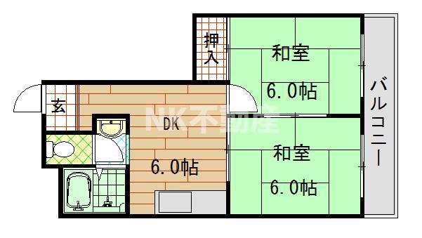 サイレンスハイム(2DK/1階)の間取り写真