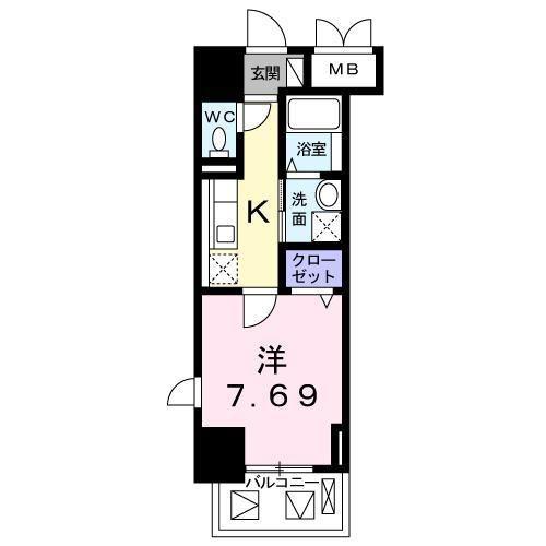 クラシェス新長田(1K/4階)の間取り写真