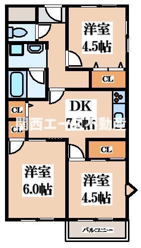ウエストプラザ(3DK/2階)の間取り写真
