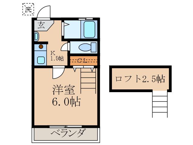 デラックス東京(1K/2階)の間取り写真