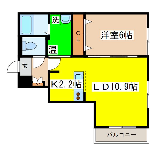 ブライズシーズン愛国東(1LDK/1階)の間取り写真